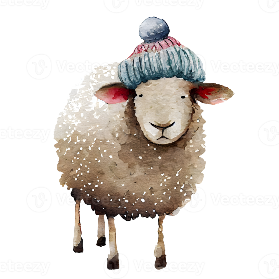 Christmas Woolly Sheep Watercolor png