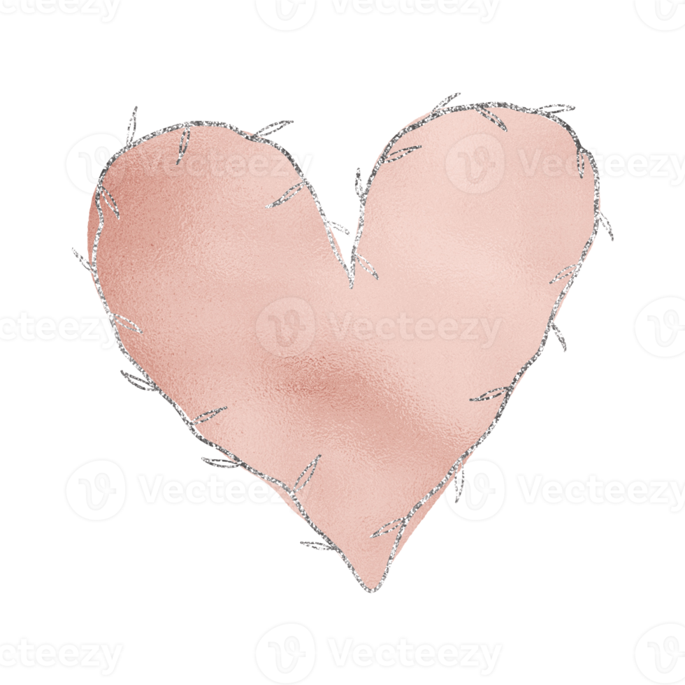 Elegant Rose Gold Heart With Silver Glitter png