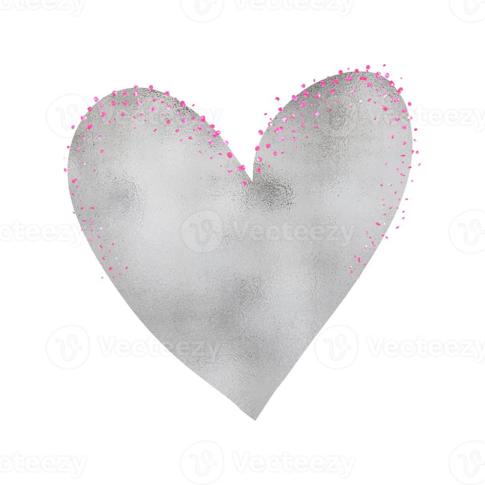 corazón plateado con purpurina rosa png