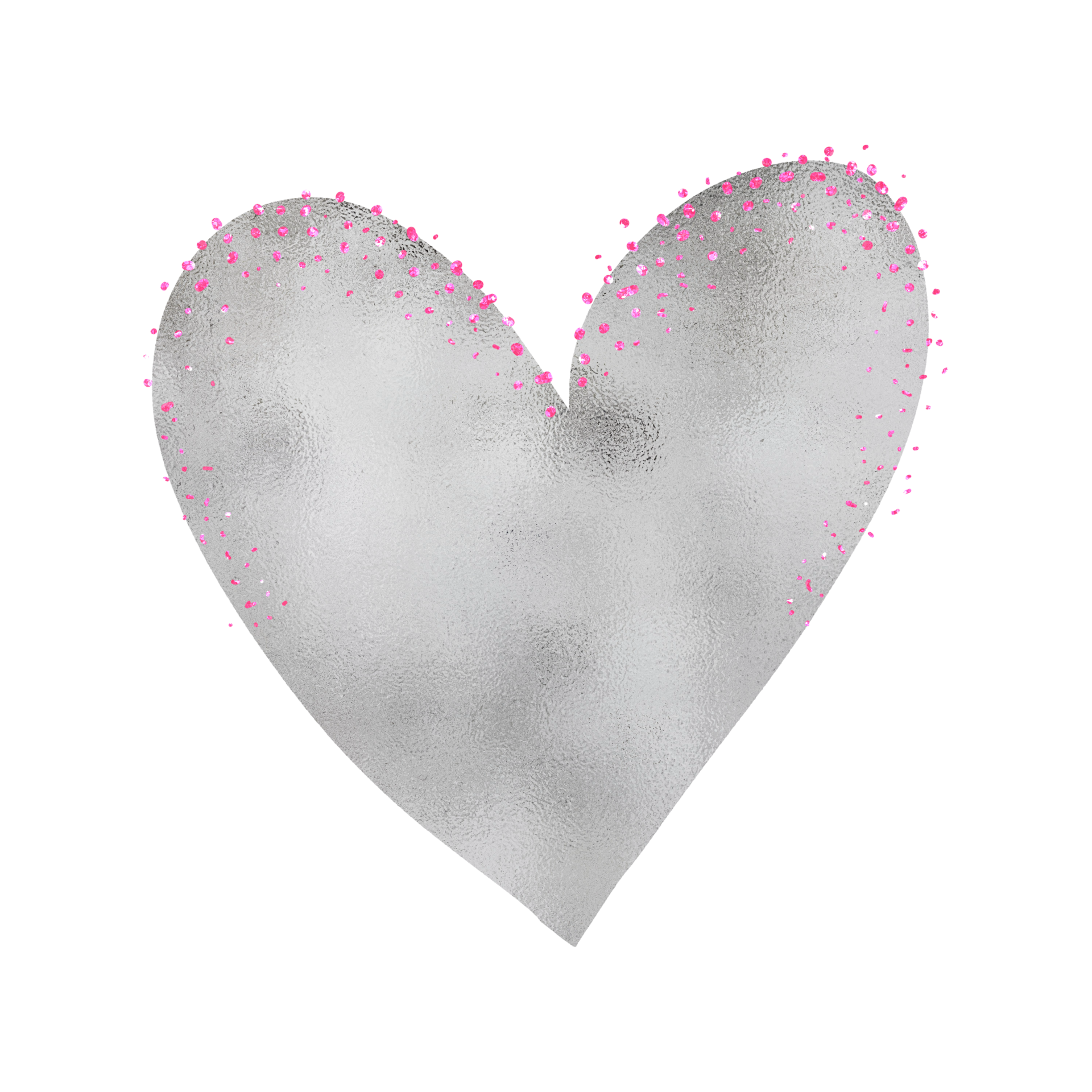 Silver Heart With Pink Glitter 15241341 PNG