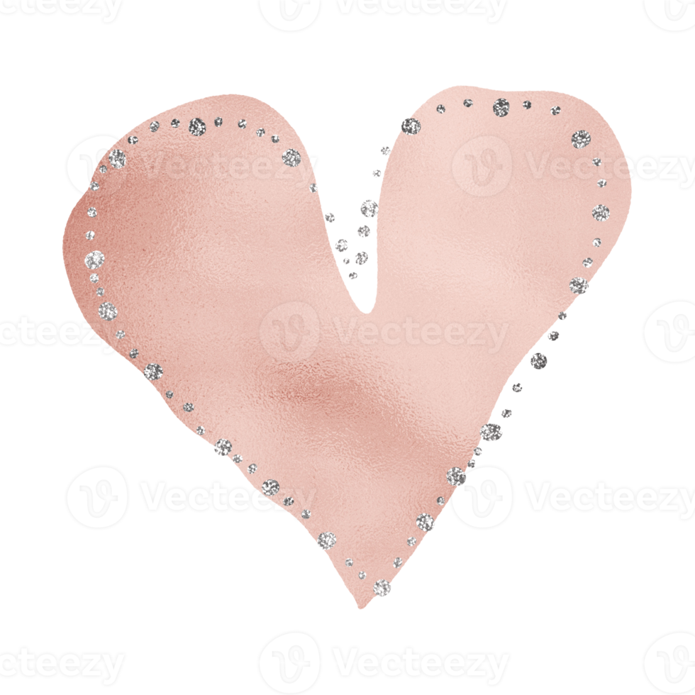 Luxurious Rose Gold Heart With Silver Glitter png