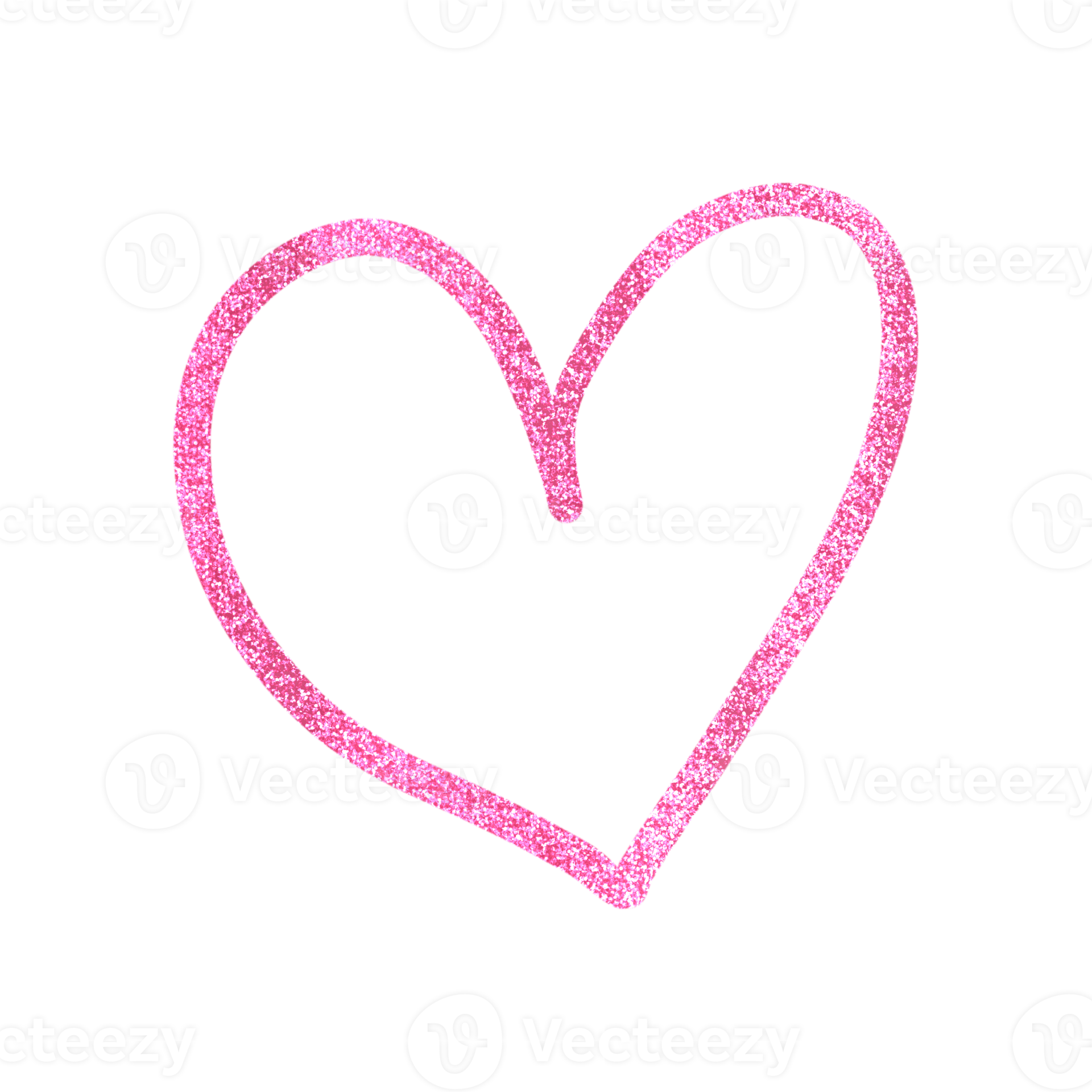 Pink Glitter Heart Outlined 15241344 PNG