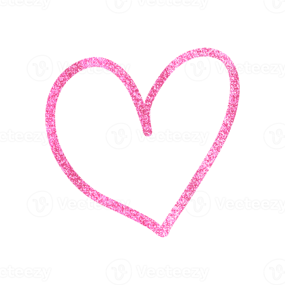 Pink Glitter Heart Outlined 15241344 PNG