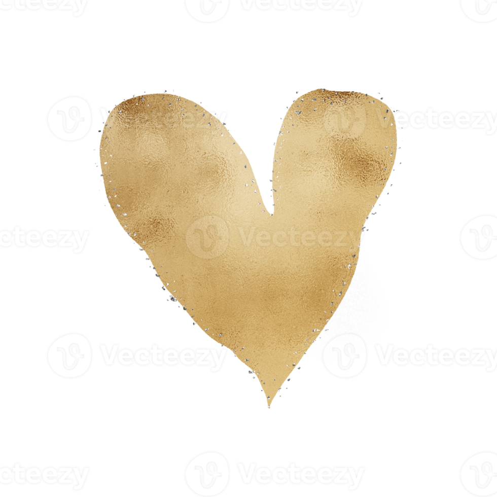 Gold Heart With Silver Glitter png