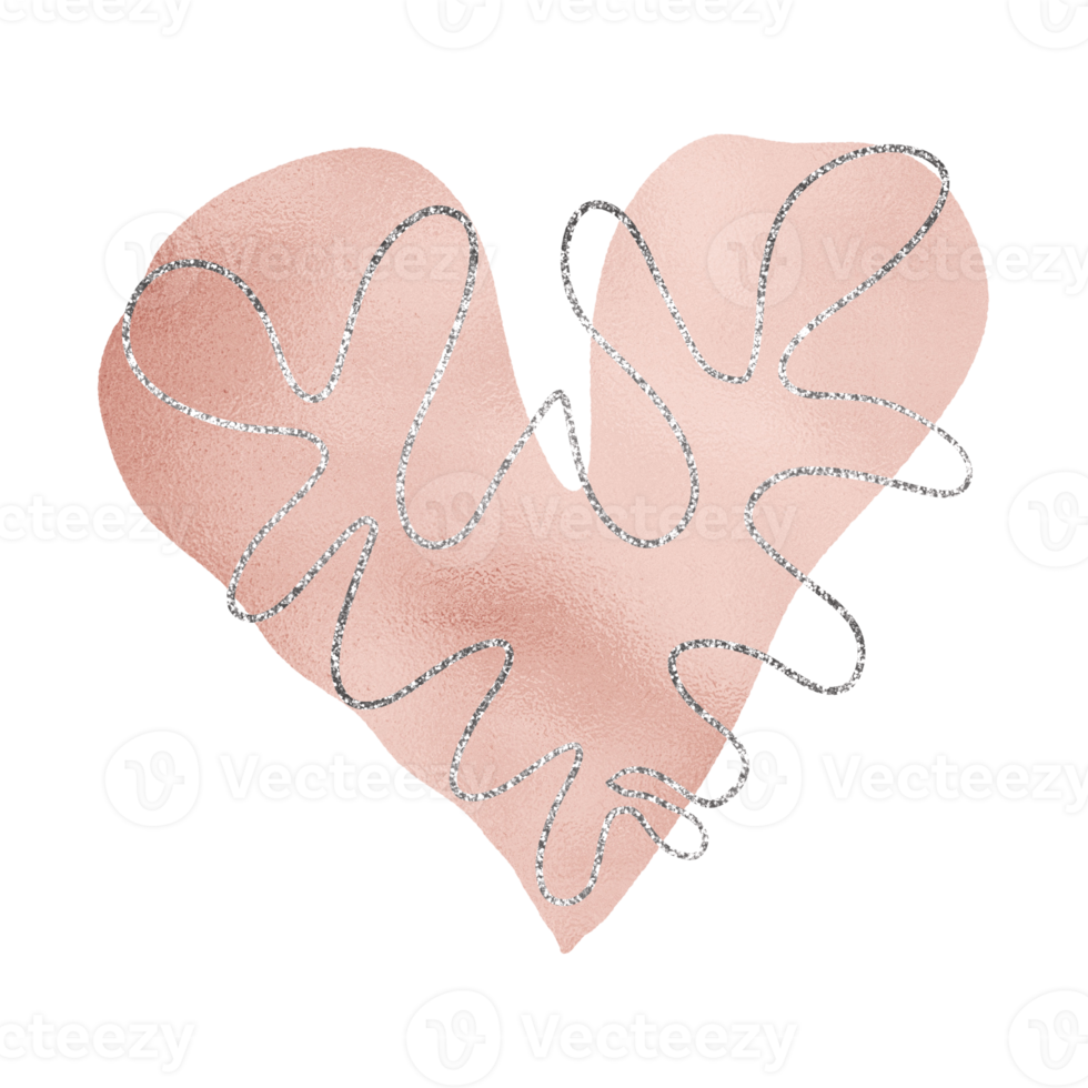 Beautiful Pink Heart With Silver Glitter png
