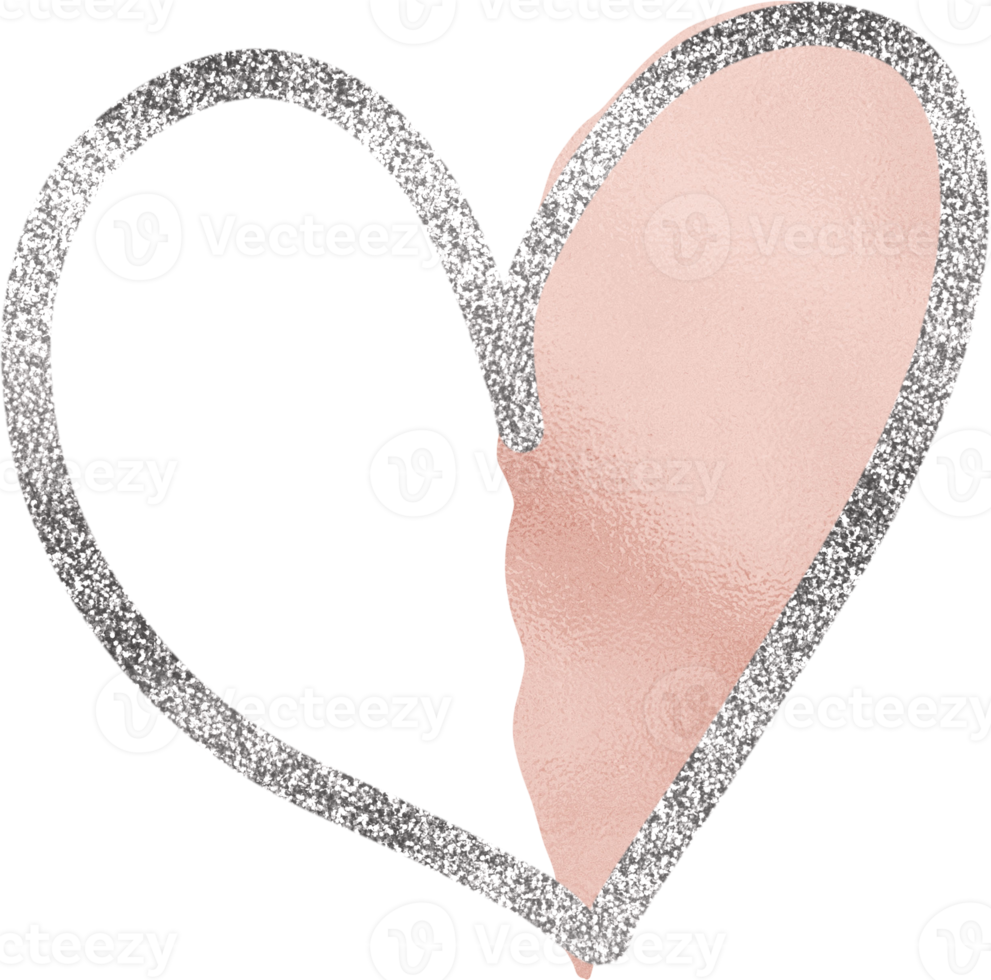 Pink Heart With Silver Glitter png