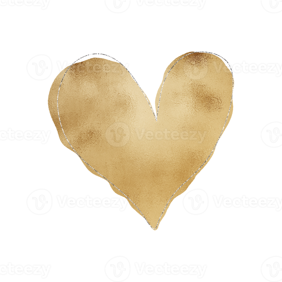 Golden Heart With Silver Glitter png