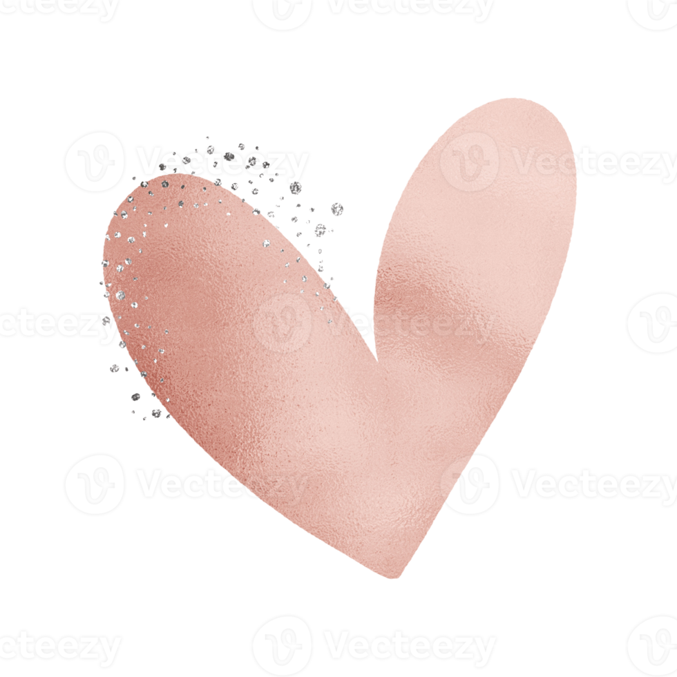 Elegant Pink Heart With Silver Glitter png