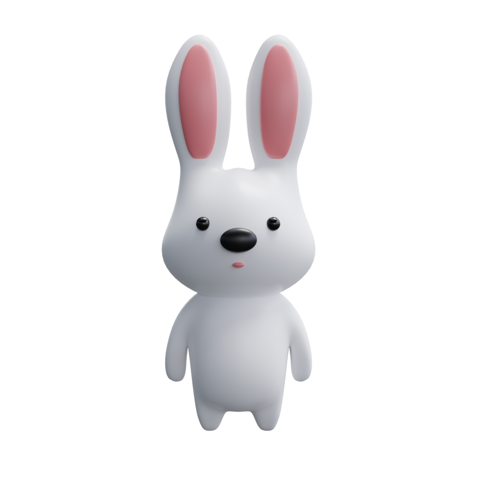 3d cute cartoon bunny. 3d rendering. png