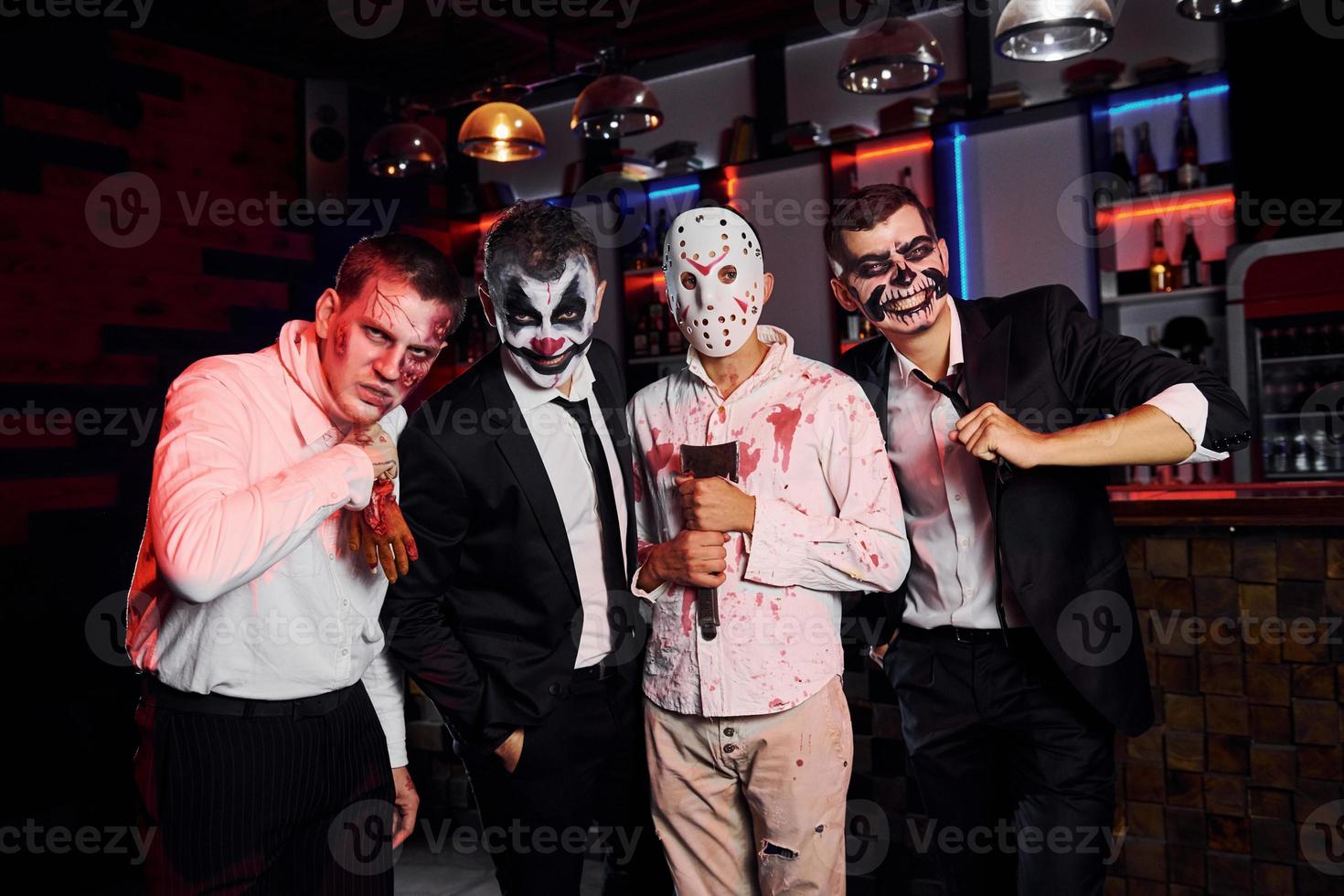 Friends is on the thematic halloween party in scary makeup and costumes photo