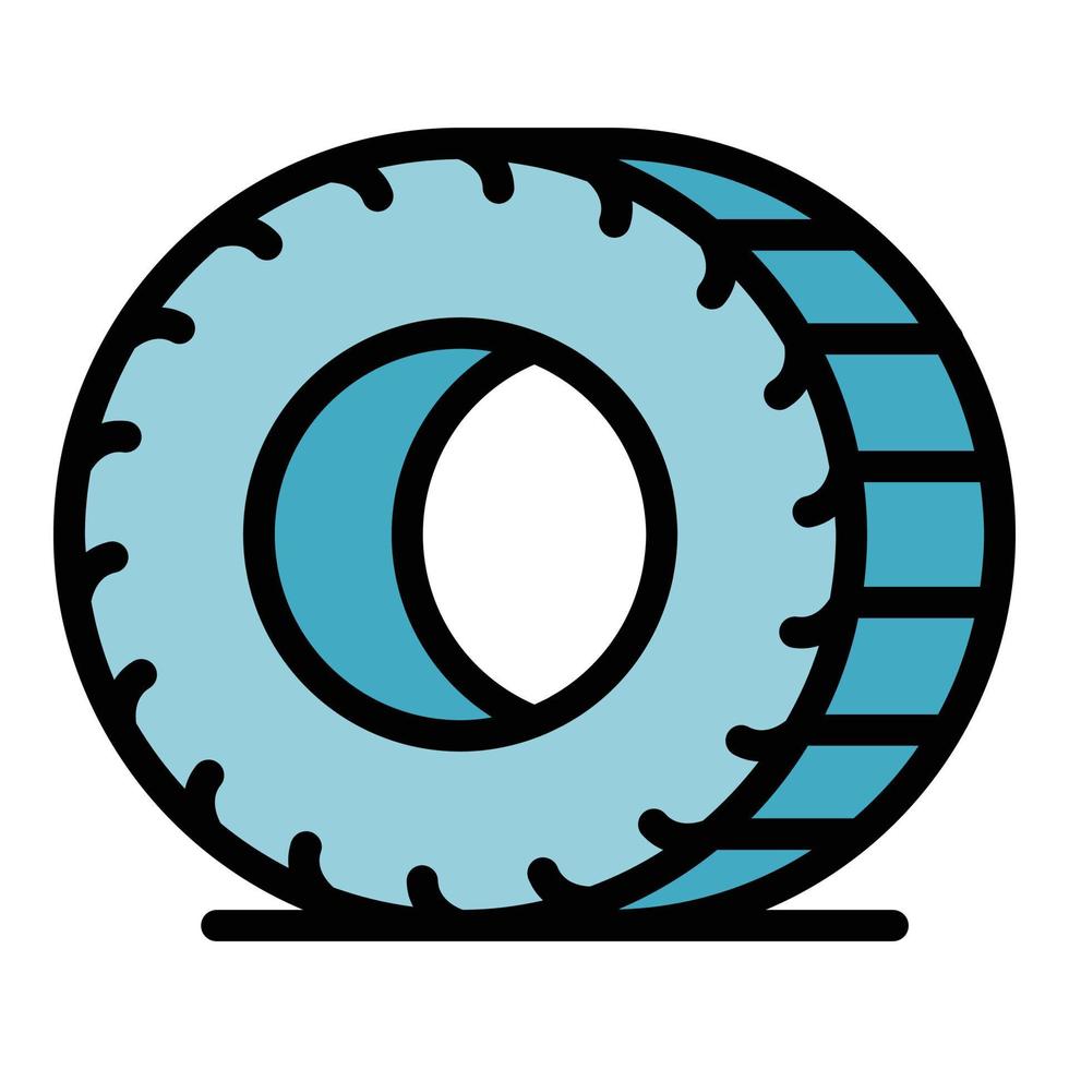 Rubber car wheel icon color outline vector