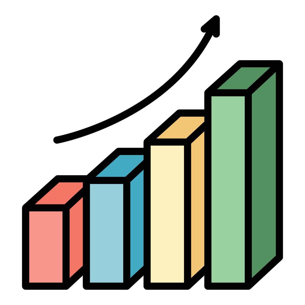 Grow up graph report icon color outline vector