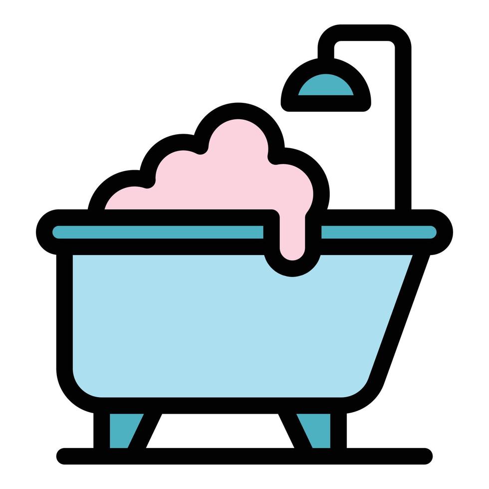 vector de contorno de color de icono de bañera higiénica