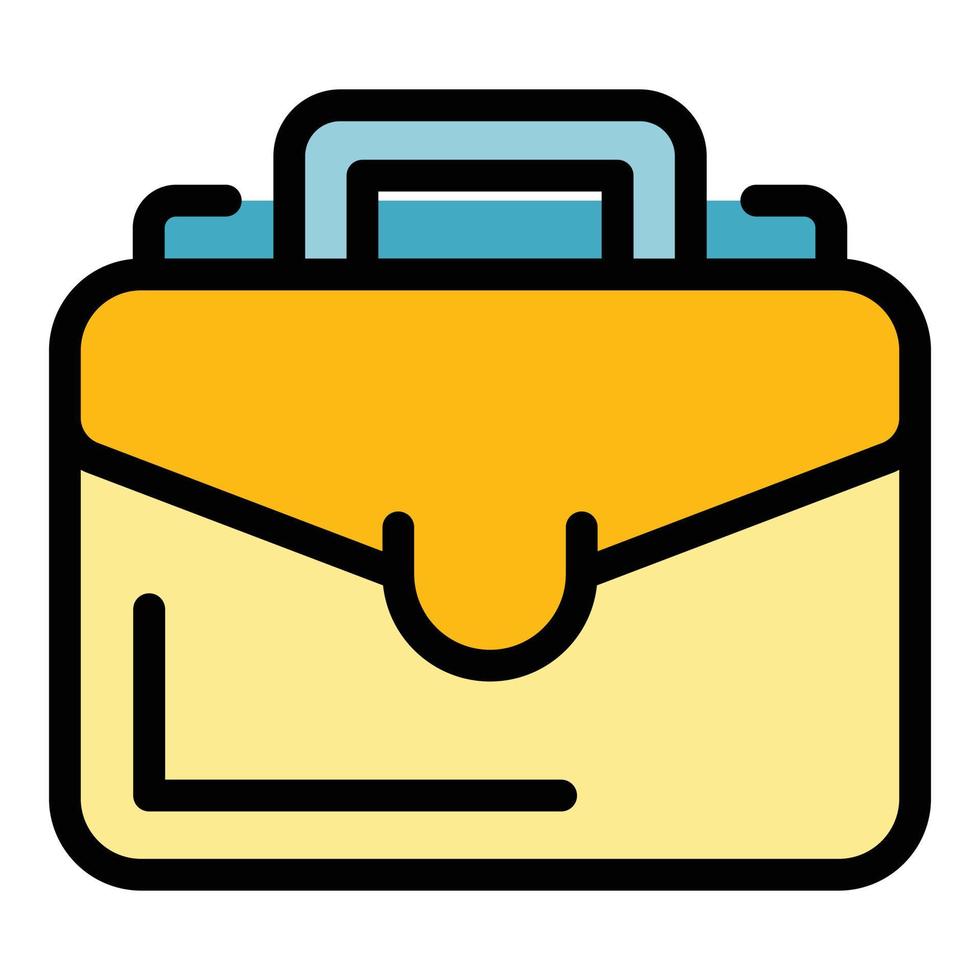 Luggage suitcase icon color outline vector