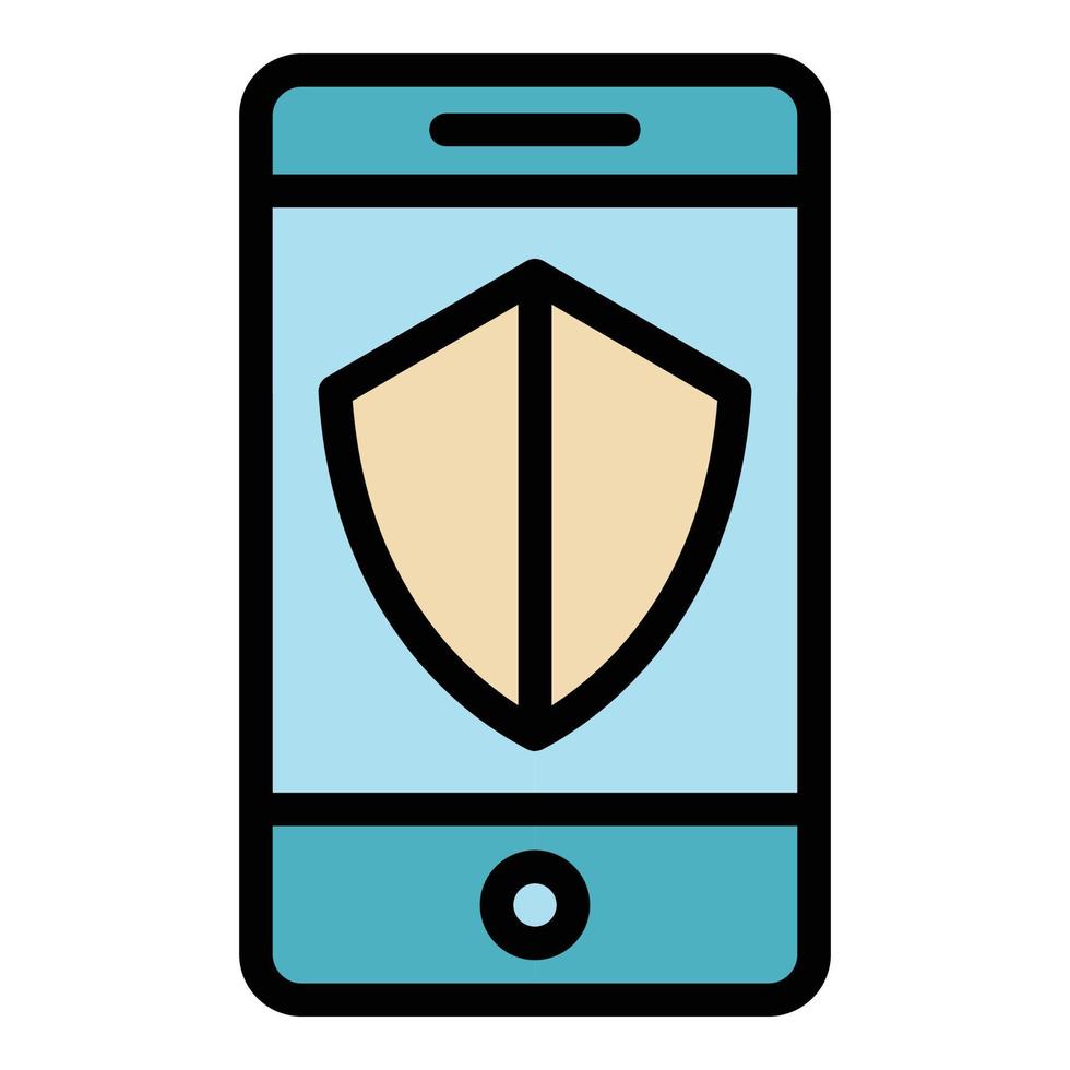 Protected smartphone icon color outline vector
