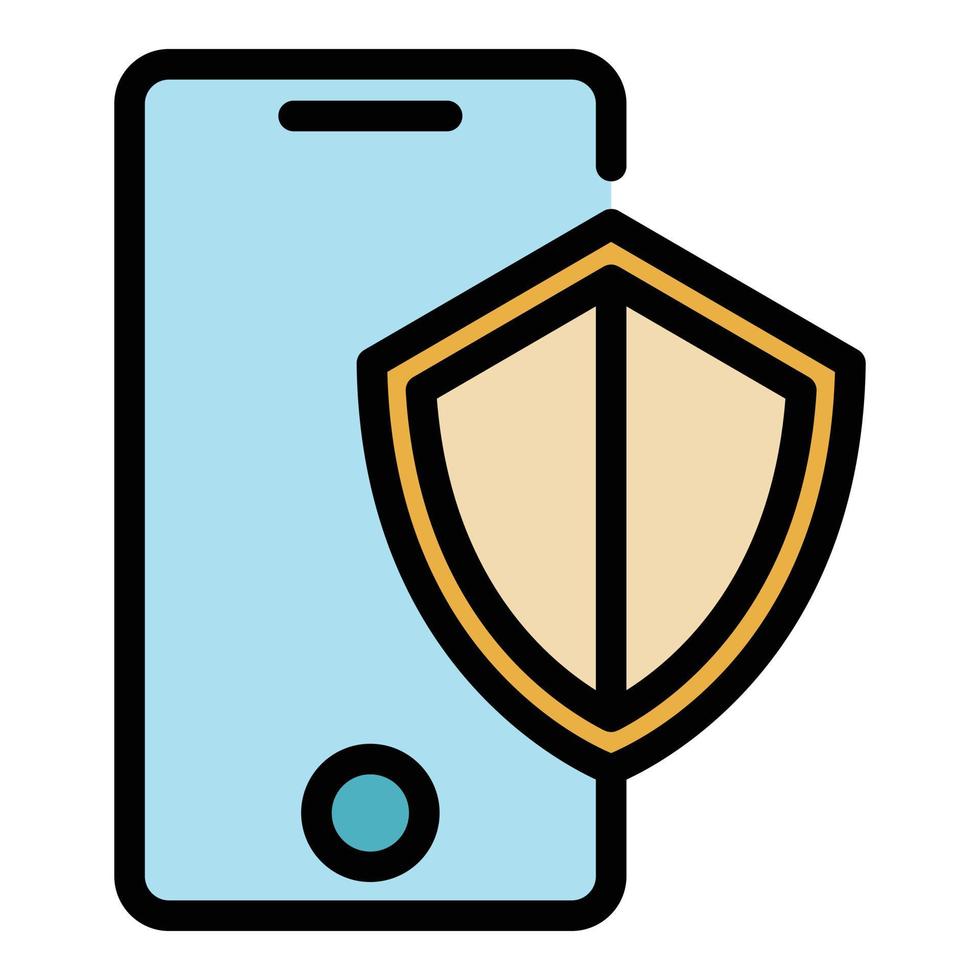 Protected iphone icon color outline vector