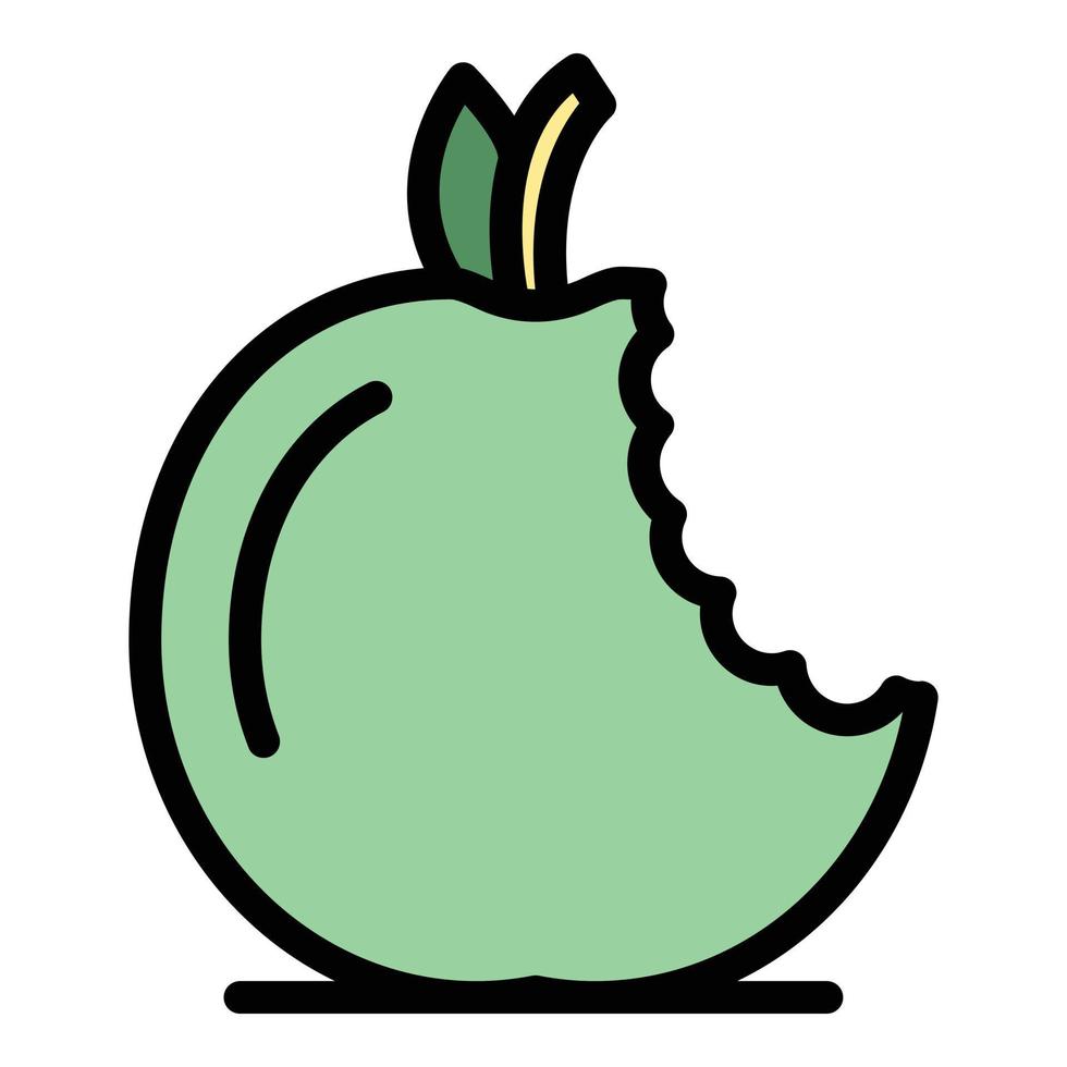 vector de contorno de color de icono de desperdicio de manzana mordida