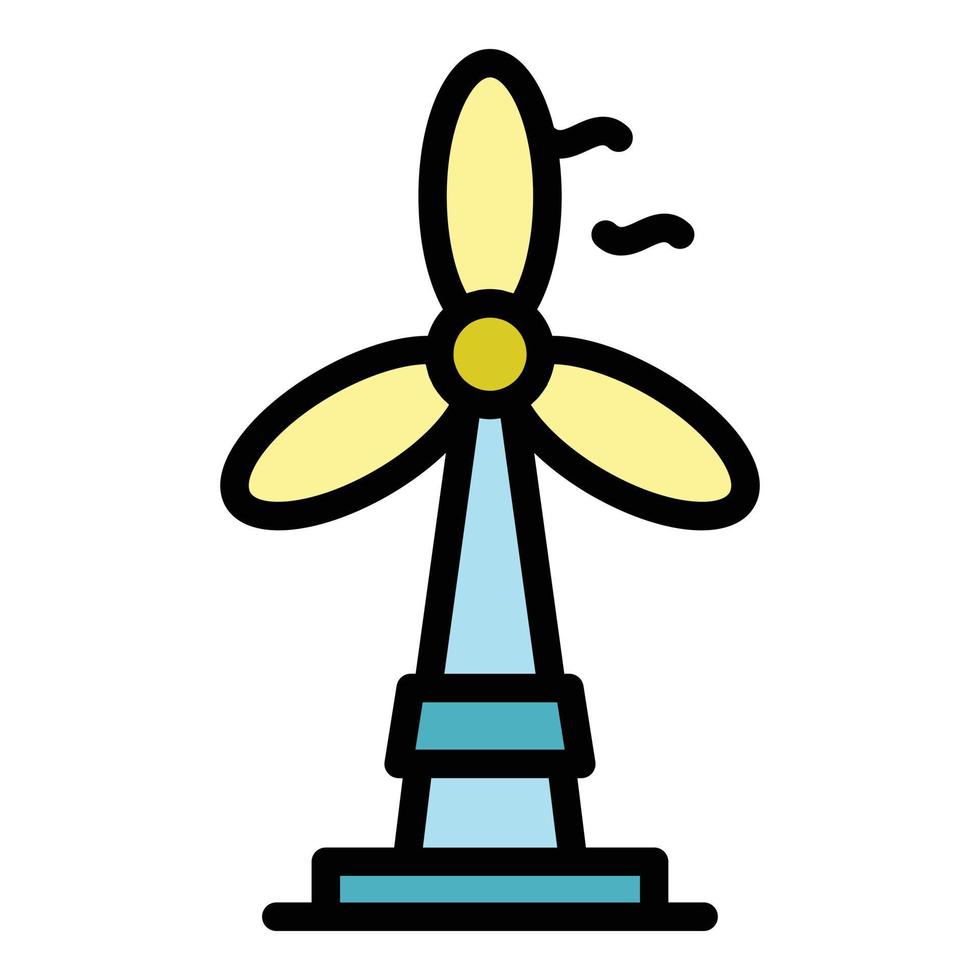 Wind turbine icon color outline vector