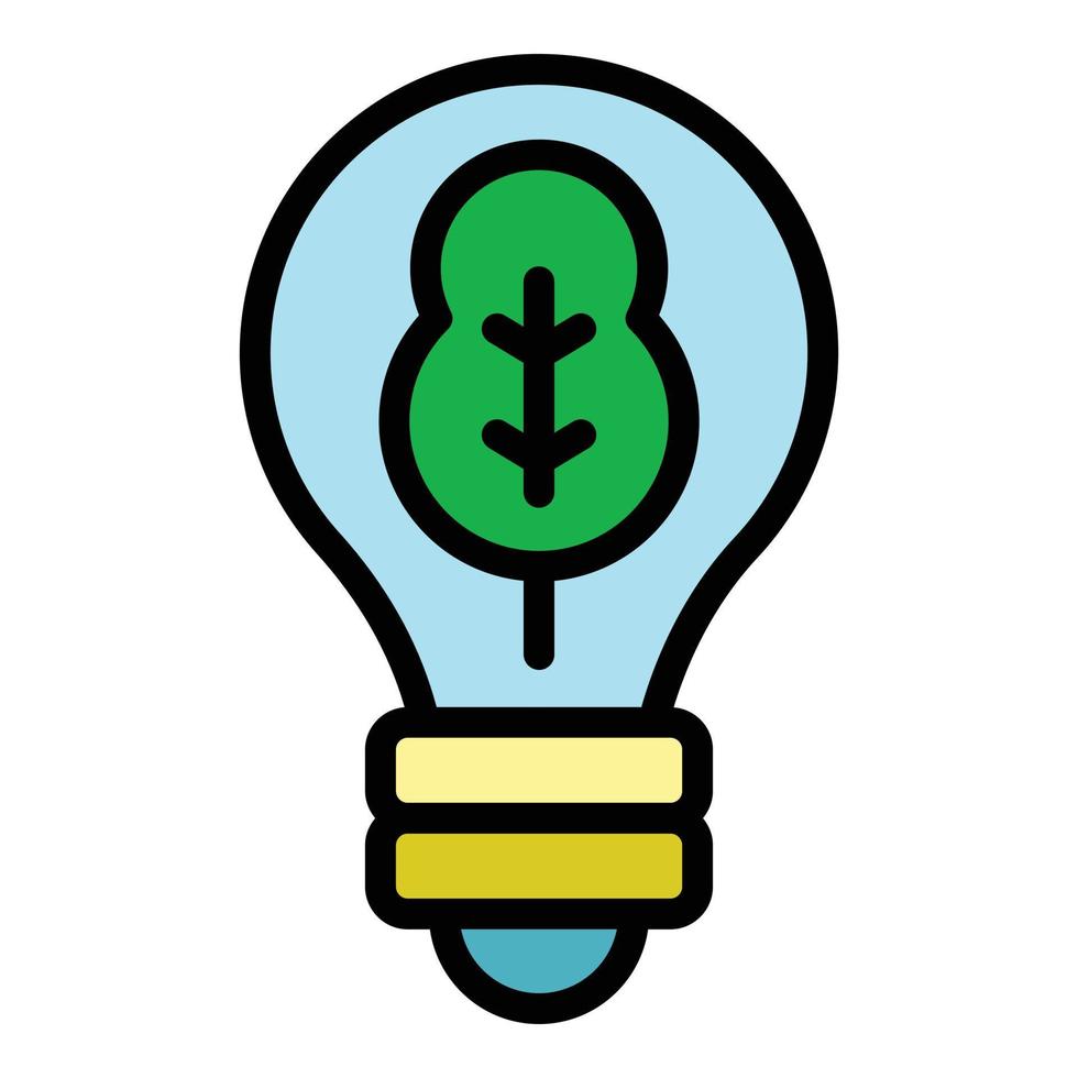 Leaf bulb innovation icon color outline vector