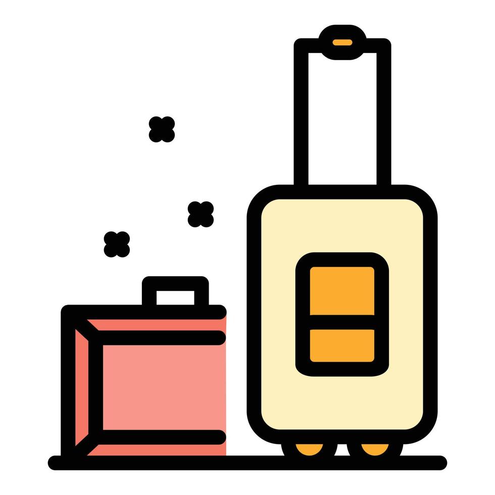 Travel bags hitchhiking icon color outline vector