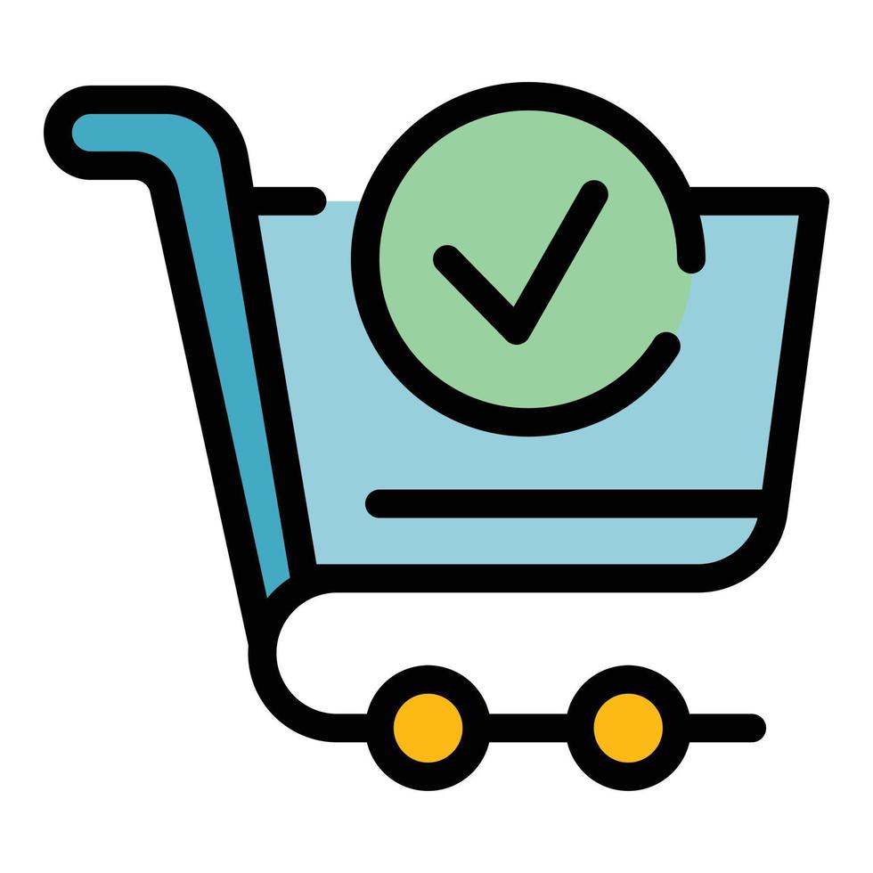 Shopping trolley icon color outline vector
