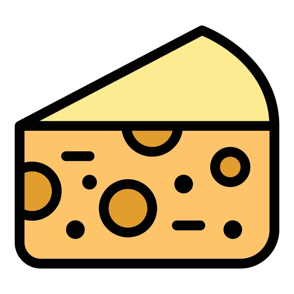 Piece of cheese icon color outline vector