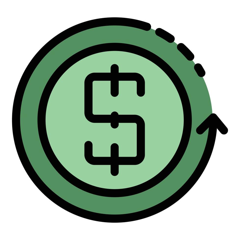 vector de contorno de color de icono de actualización de dólar