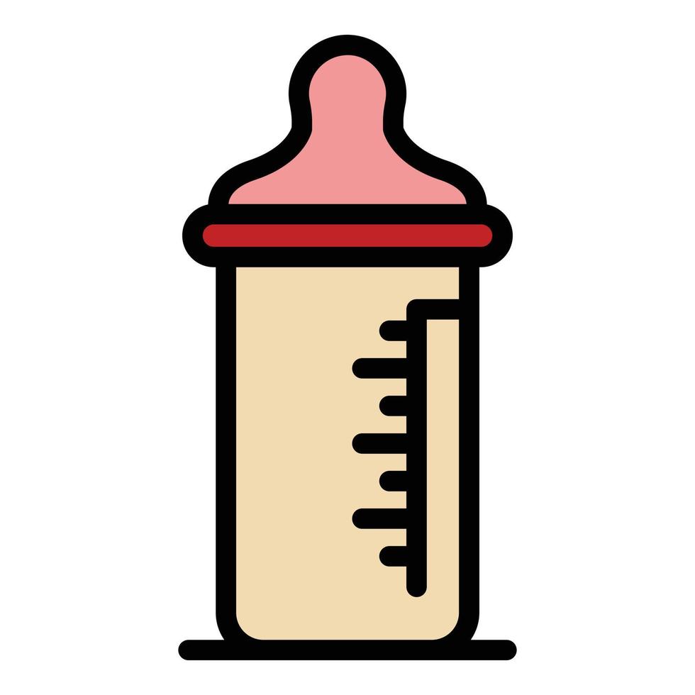 Baby milk bottle icon color outline vector