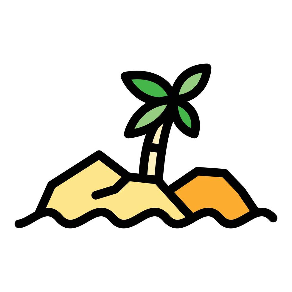 isla palmera icono color contorno vector