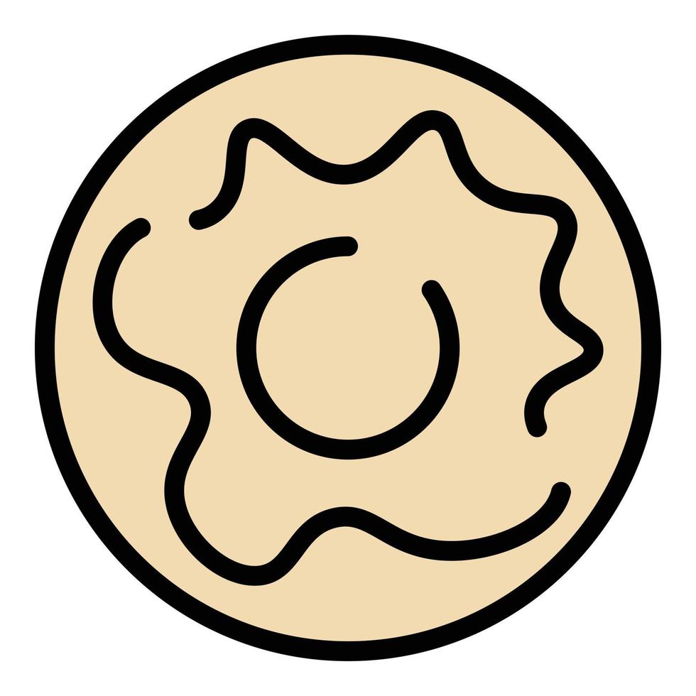 vector de contorno de color de icono de donut cremoso