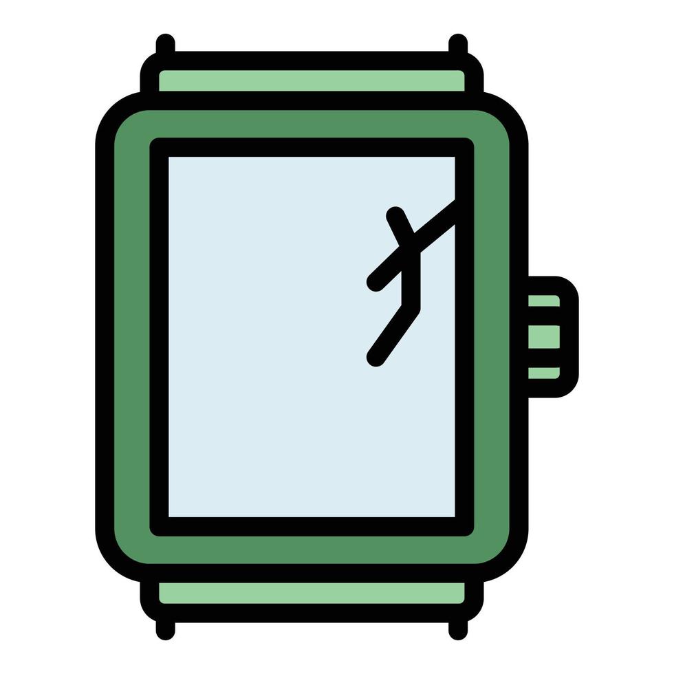 Crack glass smartwatch icon color outline vector