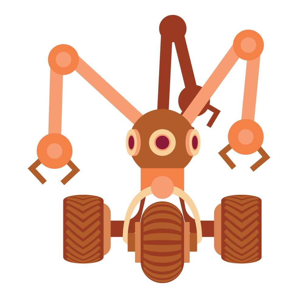 Robot with three tentacle icon, cartoon style vector