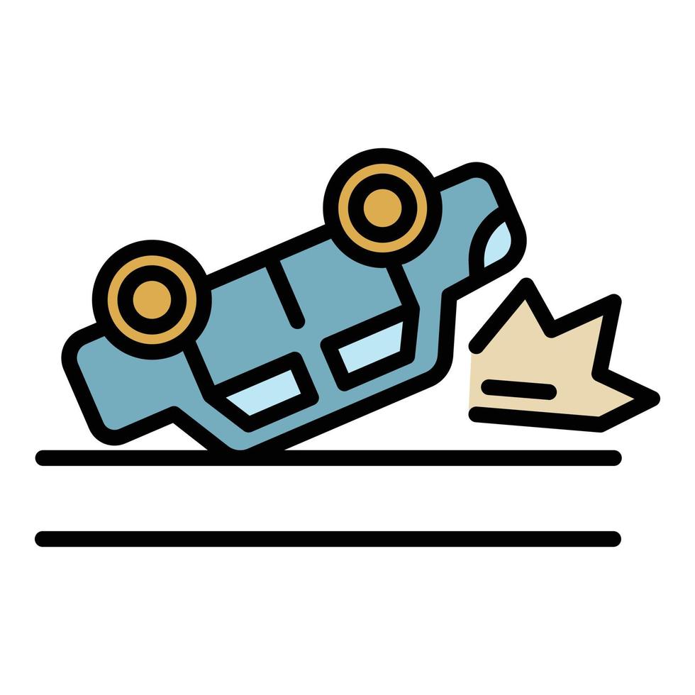 vector de contorno de color de icono de accidente automovilístico