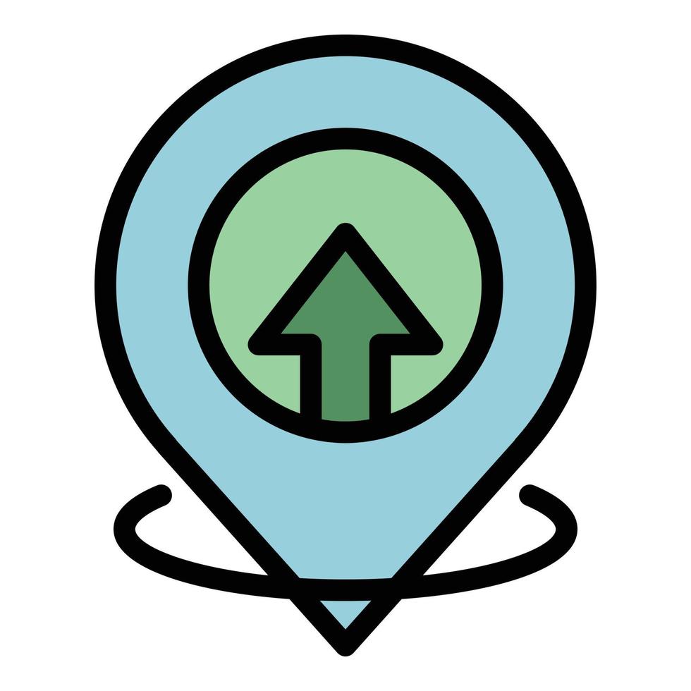 Hitchhiking gps pin icon color outline vector