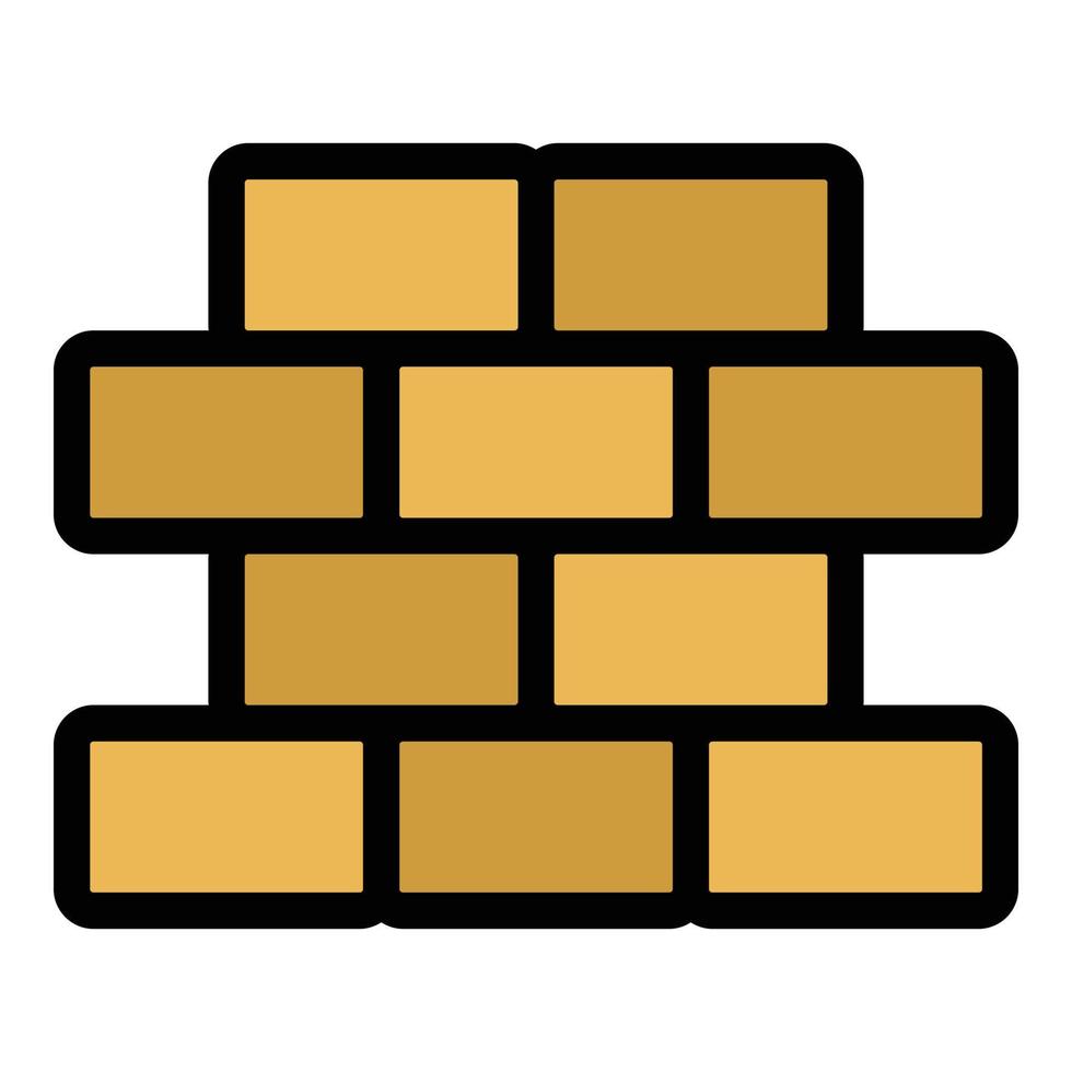 Brick wall icon color outline vector