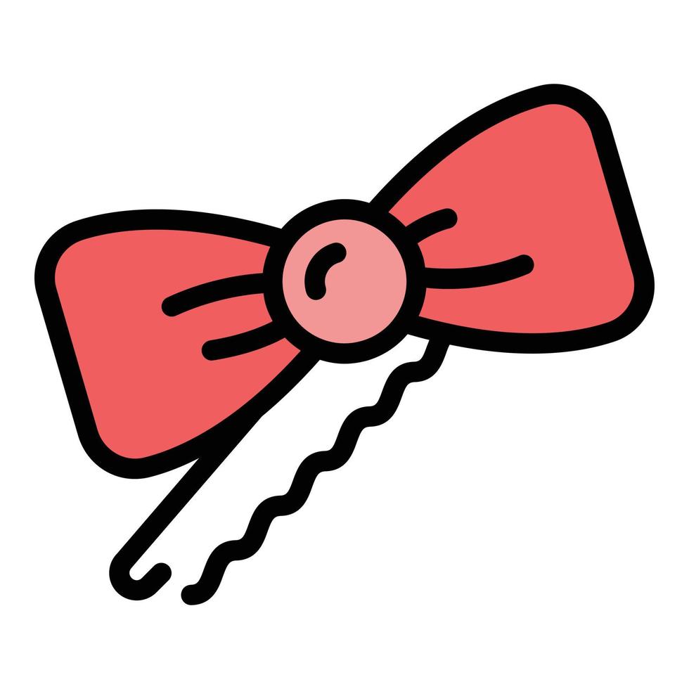 Bow barrette icon color outline vector