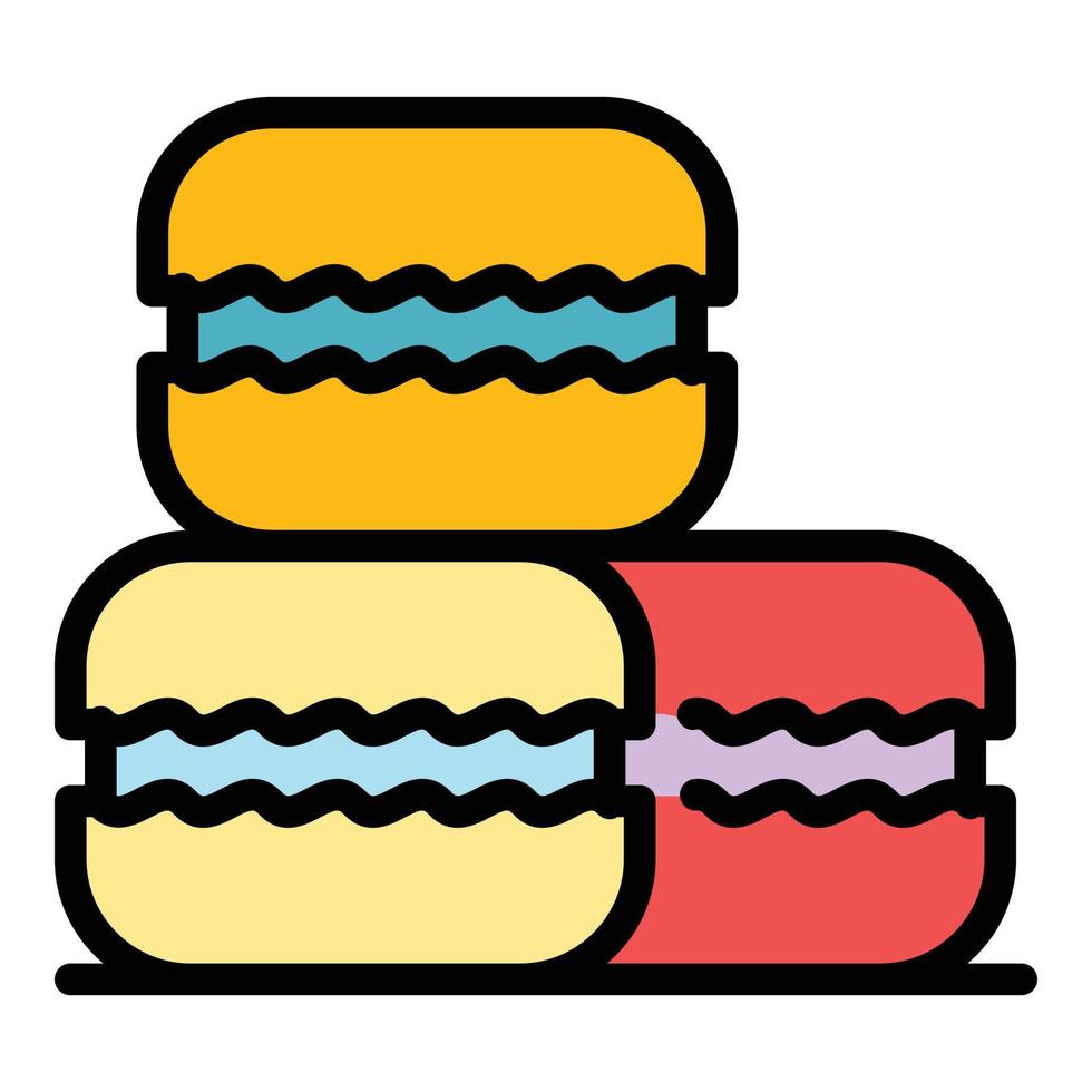 French macaroons icon color outline vector