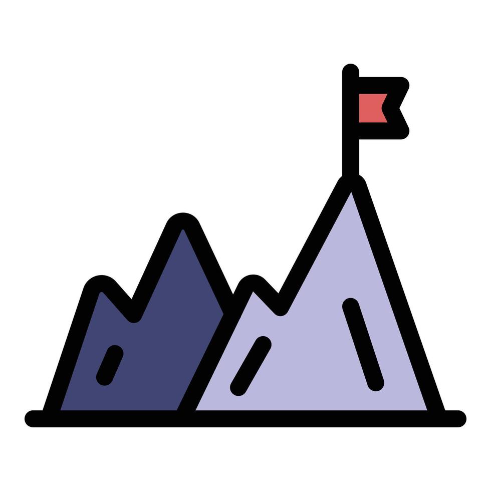 Hiking mountains icon color outline vector
