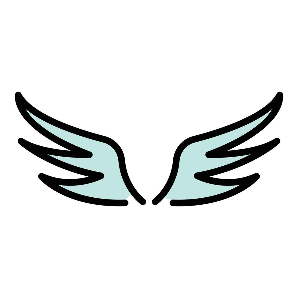 Angel wings icon color outline vector