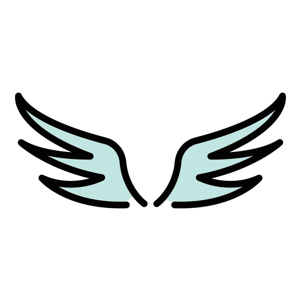 Angel wings icon color outline vector