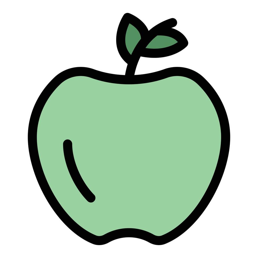 vector de contorno de color de icono de manzana fresca de gravedad
