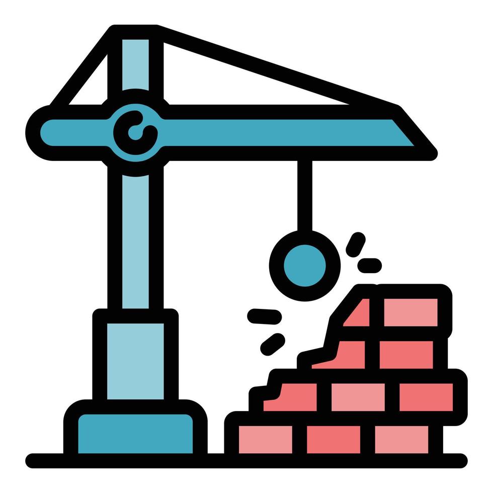 Destruction crane icon color outline vector