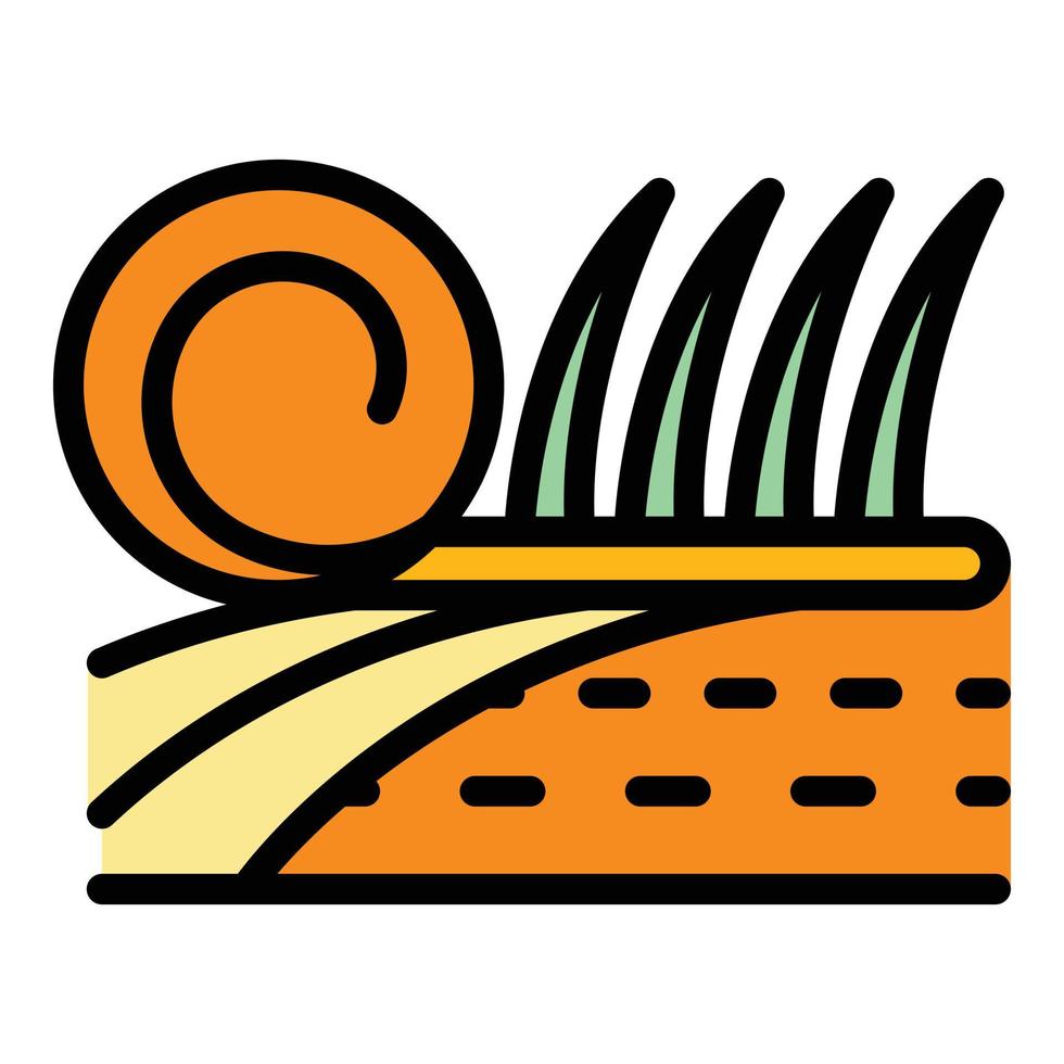 vector de contorno de color de icono de diseñador de paisaje de hierba