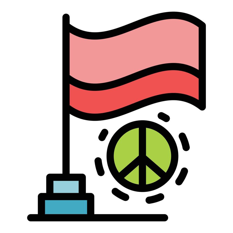 Peace flag icon color outline vector