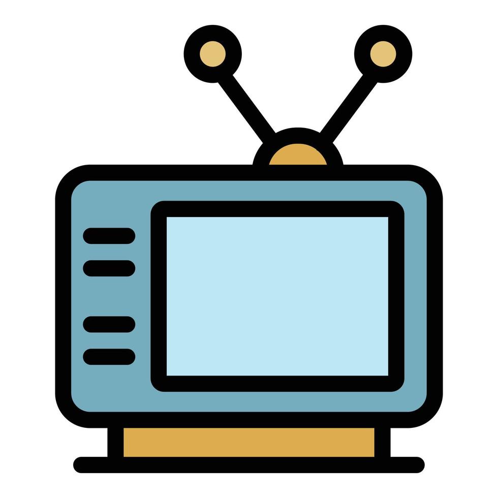 Television icon color outline vector