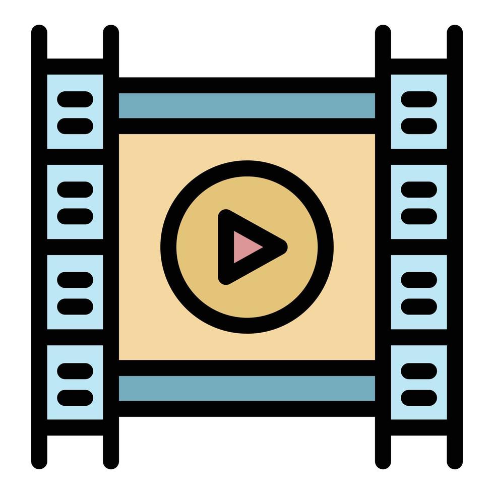 vector de contorno de color de icono de película de clip