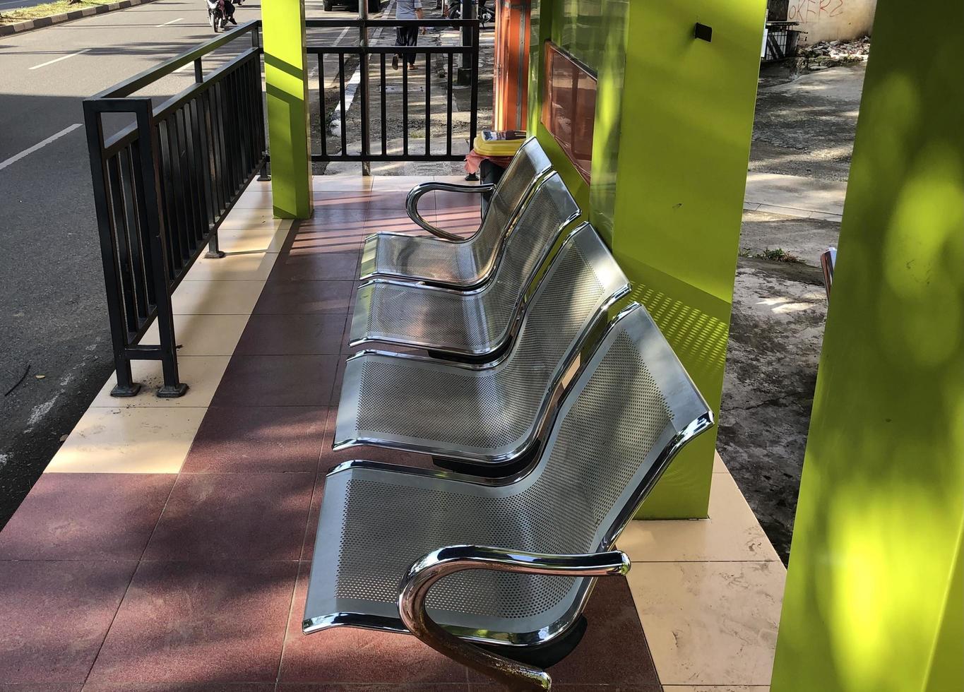 bus stop with empty seats photo