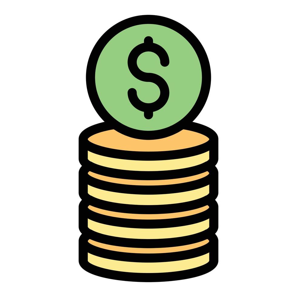 Credit coin stack icon color outline vector