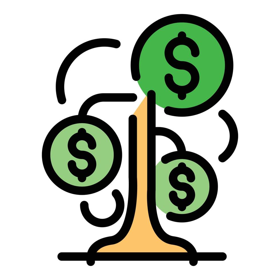 Tree credit money icon color outline vector