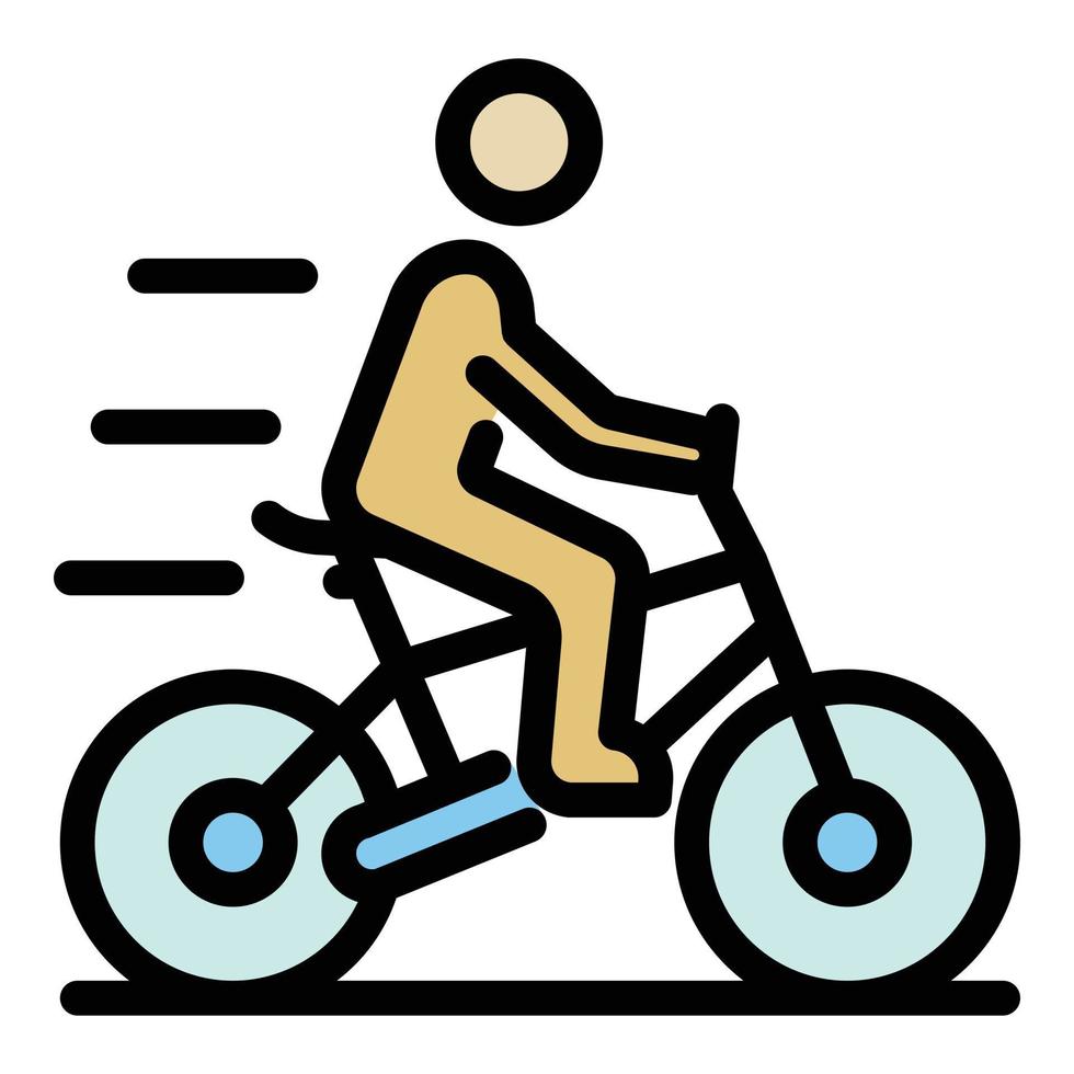 vector de contorno de color de icono de hombre en bicicleta